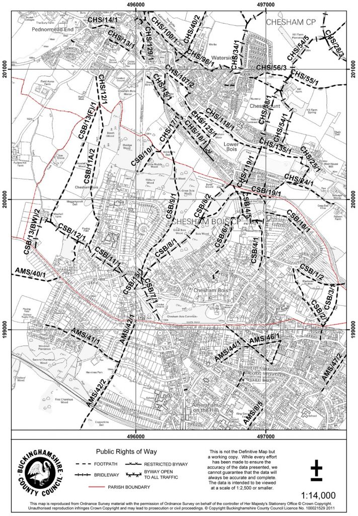 map of rights of way around chesham bois