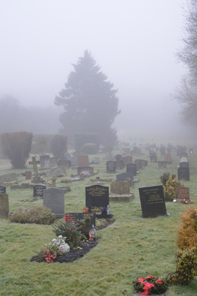 Foggy scene of Original Formal Burial Ground.