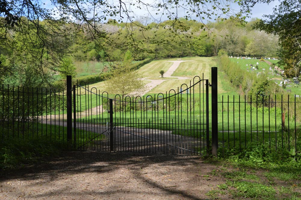 View of New Formal Burial Ground from outside the entrance gates.