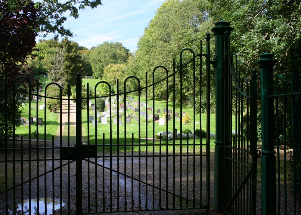 close up of iron gates at entrance to the Burial Ground.