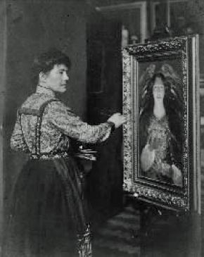 Photo of Louise Jopling painting.